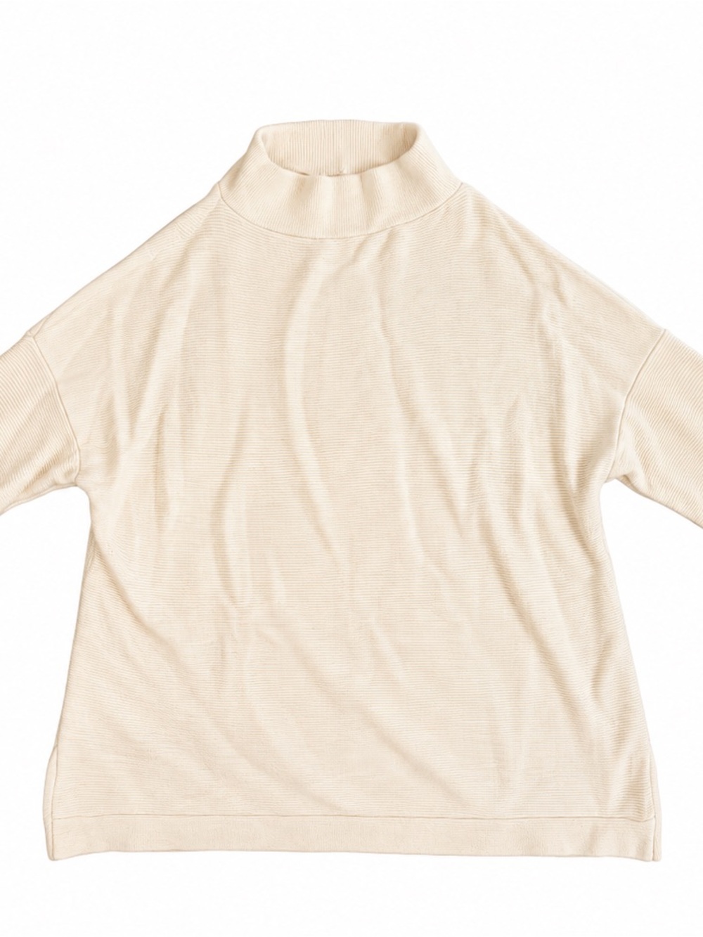 Light Cream Mock Neck Relaxed Pullover